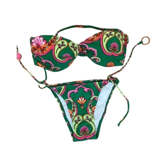 Recco Brazilian Tropical/Floral Green Bikini Set New With Tags - Picture 2 of 4
